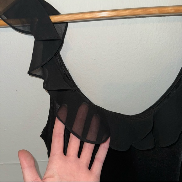 Oscar De La Renta Vintage Ruffle Chiffon Mermaid Silky Slip Midi Dress Slit Leg - Picture 4 of 8